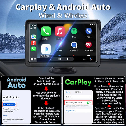 Hippcron Touch Screen Car Radio Wireless Carplay And Wireless Android Auto
